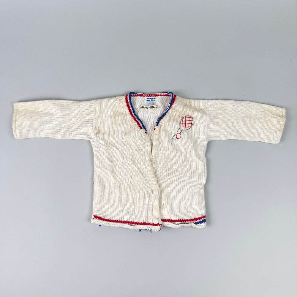 Vintage J. Magnin & Co Personality Baby Sweater Tennis Racquet 100% Orlon